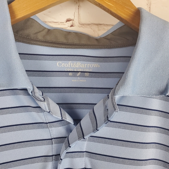 🌺 Croft & Barrow Men's Blue Striped Polo Shirt - Picture 3 of 8